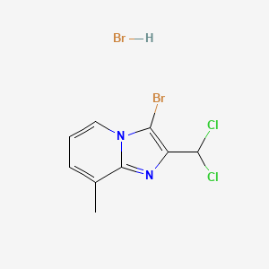 molecular formula C9H8Br2Cl2N2 B572901 3-Bromo-2-(dichloromethyl)-8-methylimidazo[1,2-a]pyridine hydrobromide CAS No. 1332589-49-7