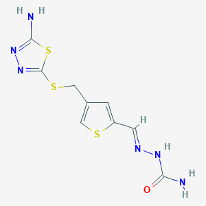 molecular formula C9H10N6OS3 B5729016 4-{[(5-amino-1,3,4-thiadiazol-2-yl)thio]methyl}thiophene-2-carbaldehyde semicarbazone 