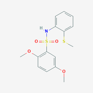 molecular formula C15H17NO4S2 B5729242 2,5-dimethoxy-N-[2-(methylthio)phenyl]benzenesulfonamide 
