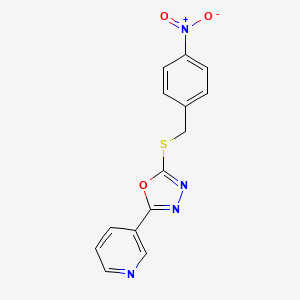 molecular formula C14H10N4O3S B5729338 3-{5-[(4-nitrobenzyl)thio]-1,3,4-oxadiazol-2-yl}pyridine 
