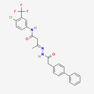 molecular formula C25H21ClF3N3O2 B5729509 3-[(4-biphenylylacetyl)hydrazono]-N-[4-chloro-3-(trifluoromethyl)phenyl]butanamide 