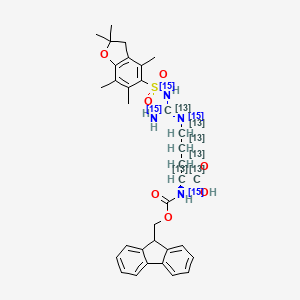 molecular formula C34H40N4O7S B572962 Fmoc-Arg(Pbf)-OH (U-13C6, U-15N4) CAS No. 1217461-89-6
