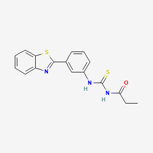 molecular formula C17H15N3OS2 B5729708 N-({[3-(1,3-benzothiazol-2-yl)phenyl]amino}carbonothioyl)propanamide 