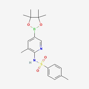 molecular formula C19H25BN2O4S B572973 4-Methyl-n-(3-methyl-5-(4,4,5,5-tetramethyl-1,3,2-dioxaborolan-2-yl)pyridin-2-yl)benzenesulfonamide CAS No. 1354910-95-4