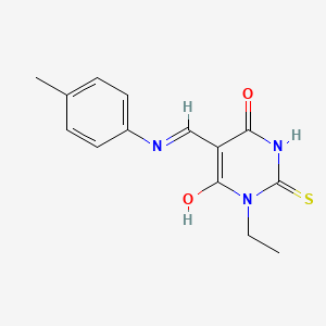 molecular formula C14H15N3O2S B5729787 1-ethyl-5-{[(4-methylphenyl)amino]methylene}-2-thioxodihydro-4,6(1H,5H)-pyrimidinedione 
