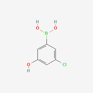 molecular formula C6H6BClO3 B572989 (3-クロロ-5-ヒドロキシフェニル)ボロン酸 CAS No. 1214900-52-3