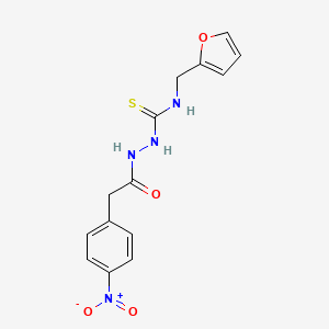 molecular formula C14H14N4O4S B5730093 N-(2-furylmethyl)-2-[(4-nitrophenyl)acetyl]hydrazinecarbothioamide 