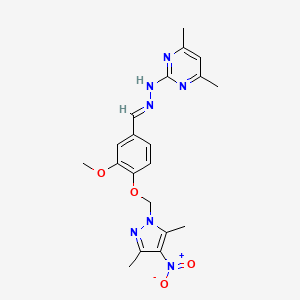 molecular formula C20H23N7O4 B5730253 4-[(3,5-dimethyl-4-nitro-1H-pyrazol-1-yl)methoxy]-3-methoxybenzaldehyde (4,6-dimethyl-2-pyrimidinyl)hydrazone 