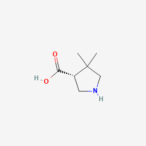 molecular formula C7H13NO2 B573026 (R)-4,4-Dimethylpyrrolidine-3-carboxylic acid CAS No. 1314999-39-7