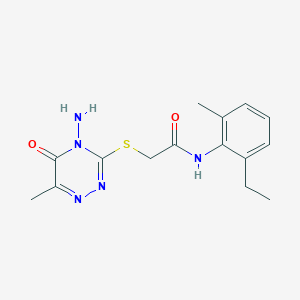 2-[(4-amino-6-methyl-5-oxo-4,5-dihydro-1,2,4-triazin-3-yl)thio]-N-(2-ethyl-6-methylphenyl)acetamide