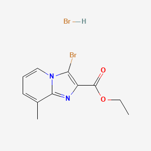 molecular formula C11H12Br2N2O2 B573047 Ethyl 3-bromo-8-methylimidazo[1,2-a]pyridine-2-carboxylate hydrobromide CAS No. 1332589-38-4