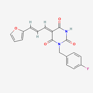 molecular formula C18H13FN2O4 B5730501 1-(4-fluorobenzyl)-5-[3-(2-furyl)-2-propen-1-ylidene]-2,4,6(1H,3H,5H)-pyrimidinetrione 