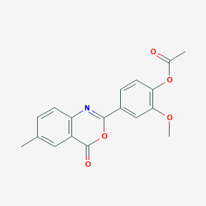 molecular formula C18H15NO5 B5730541 2-methoxy-4-(6-methyl-4-oxo-4H-3,1-benzoxazin-2-yl)phenyl acetate 