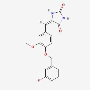 molecular formula C18H15FN2O4 B5730583 5-{4-[(3-fluorobenzyl)oxy]-3-methoxybenzylidene}-2,4-imidazolidinedione 