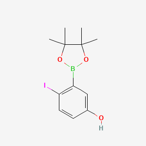 molecular formula C12H16BIO3 B573064 4-Iodo-3-(4,4,5,5-tetramethyl-1,3,2-dioxaborolan-2-YL)phenol CAS No. 1256781-71-1