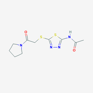 molecular formula C10H14N4O2S2 B5730668 N-(5-{[2-oxo-2-(1-pyrrolidinyl)ethyl]thio}-1,3,4-thiadiazol-2-yl)acetamide 