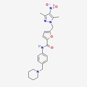 molecular formula C23H27N5O4 B5730747 5-[(3,5-dimethyl-4-nitro-1H-pyrazol-1-yl)methyl]-N-[4-(1-piperidinylmethyl)phenyl]-2-furamide 