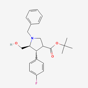molecular formula C23H28FNO3 B573078 (4R,5S)-1-Benzyl-4-(4-fluoro-phenyl)-5-hydroxymethyl-pyrrolidine-3-carboxylic acid tert-butyl ester CAS No. 1217855-82-7