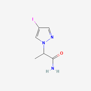 molecular formula C6H8IN3O B573080 2-(4-碘-1H-吡唑-1-基)丙酰胺 CAS No. 1215295-81-0