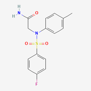 molecular formula C15H15FN2O3S B5730838 N~2~-[(4-fluorophenyl)sulfonyl]-N~2~-(4-methylphenyl)glycinamide 