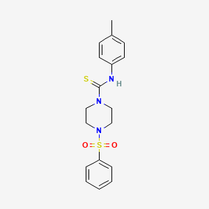 molecular formula C18H21N3O2S2 B5730904 N-(4-methylphenyl)-4-(phenylsulfonyl)-1-piperazinecarbothioamide 