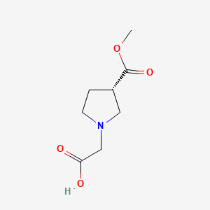 molecular formula C8H13NO4 B573091 (S)-2-(3-(methoxycarbonyl)pyrrolidin-1-yl)acetic acid CAS No. 1292324-46-9