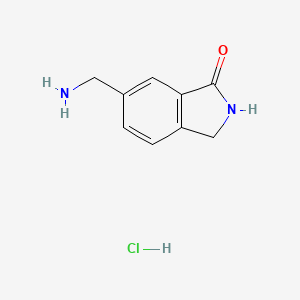 molecular formula C9H11ClN2O B573093 6-(Aminomethyl)isoindolin-1-one hydrochloride CAS No. 1250443-39-0
