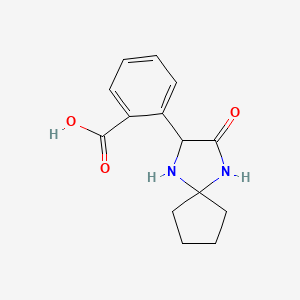 molecular formula C14H16N2O3 B573100 2-(3-Oxo-1,4-diazaspiro[4.4]non-2-yl)benzoic Acid CAS No. 1272755-92-6