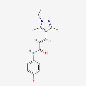 molecular formula C16H18FN3O B5731028 3-(1-ethyl-3,5-dimethyl-1H-pyrazol-4-yl)-N-(4-fluorophenyl)acrylamide 