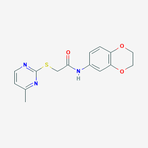 molecular formula C15H15N3O3S B5731067 N-(2,3-dihydro-1,4-benzodioxin-6-yl)-2-[(4-methyl-2-pyrimidinyl)thio]acetamide 