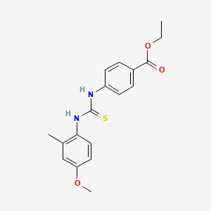 molecular formula C18H20N2O3S B5731136 ethyl 4-({[(4-methoxy-2-methylphenyl)amino]carbonothioyl}amino)benzoate 