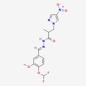 molecular formula C16H17F2N5O5 B5731157 N'-[4-(difluoromethoxy)-3-methoxybenzylidene]-2-methyl-3-(4-nitro-1H-pyrazol-1-yl)propanohydrazide 
