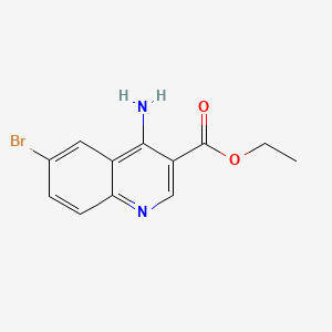 molecular formula C12H11BrN2O2 B573119 乙基4-氨基-6-溴喹啉-3-羧酸酯 CAS No. 1215605-17-6