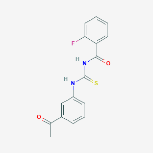 molecular formula C16H13FN2O2S B5731309 N-{[(3-acetylphenyl)amino]carbonothioyl}-2-fluorobenzamide 