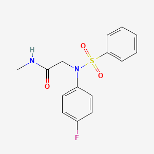 molecular formula C15H15FN2O3S B5731368 N~2~-(4-fluorophenyl)-N~1~-methyl-N~2~-(phenylsulfonyl)glycinamide 