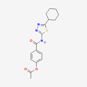 molecular formula C17H19N3O3S B5731382 4-{[(5-cyclohexyl-1,3,4-thiadiazol-2-yl)amino]carbonyl}phenyl acetate 