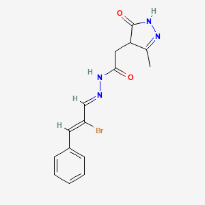molecular formula C15H15BrN4O2 B5731424 N'-(2-bromo-3-phenyl-2-propen-1-ylidene)-2-(3-methyl-5-oxo-4,5-dihydro-1H-pyrazol-4-yl)acetohydrazide 