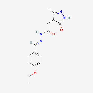 molecular formula C15H18N4O3 B5731438 N'-(4-ethoxybenzylidene)-2-(3-methyl-5-oxo-4,5-dihydro-1H-pyrazol-4-yl)acetohydrazide 