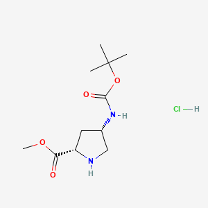 molecular formula C11H21ClN2O4 B573149 (2S,4S)-Methyl 4-((tert-butoxycarbonyl)amino)pyrrolidine-2-carboxylate hydrochloride CAS No. 1217779-15-1