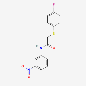 molecular formula C15H13FN2O3S B5731549 2-[(4-fluorophenyl)thio]-N-(4-methyl-3-nitrophenyl)acetamide 