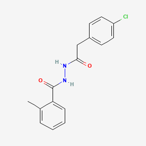 molecular formula C16H15ClN2O2 B5731559 N'-[(4-chlorophenyl)acetyl]-2-methylbenzohydrazide 