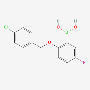 molecular formula C13H11BClFO3 B573161 2-(4-Chlorophenylmethoxy)-5-fluorophenylboronic acid CAS No. 1256358-54-9