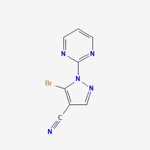 molecular formula C8H4BrN5 B573164 5-Bromo-1-(pyrimidin-2-YL)-1H-pyrazole-4-carbonitrile CAS No. 1269291-98-6