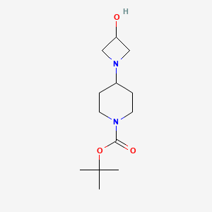 molecular formula C13H24N2O3 B573167 叔丁基 4-(3-羟基氮杂环丁烷-1-基)哌啶-1-羧酸酯 CAS No. 1258640-55-9
