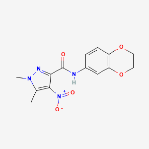 molecular formula C14H14N4O5 B5731701 N-(2,3-dihydro-1,4-benzodioxin-6-yl)-1,5-dimethyl-4-nitro-1H-pyrazole-3-carboxamide 
