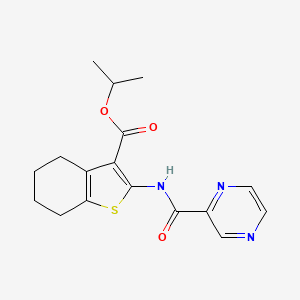 molecular formula C17H19N3O3S B5731762 isopropyl 2-[(2-pyrazinylcarbonyl)amino]-4,5,6,7-tetrahydro-1-benzothiophene-3-carboxylate 