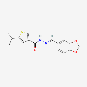 molecular formula C16H16N2O3S B5731878 N'-(1,3-benzodioxol-5-ylmethylene)-5-isopropyl-3-thiophenecarbohydrazide 