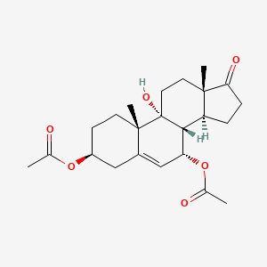 molecular formula C23H32O6 B573210 [(3S,7R,8R,9R,10S,13S,14S)-7-acetyloxy-9-hydroxy-10,13-dimethyl-17-oxo-2,3,4,7,8,11,12,14,15,16-decahydro-1H-cyclopenta[a]phenanthren-3-yl] acetate CAS No. 165281-43-6