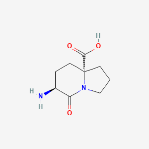 molecular formula C9H14N2O3 B573220 (6S,8AR)-6-amino-5-oxooctahydroindolizine-8a-carboxylic acid CAS No. 172140-60-2