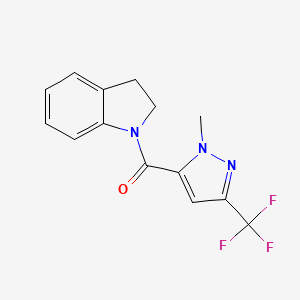 molecular formula C14H12F3N3O B5732236 1-{[1-methyl-3-(trifluoromethyl)-1H-pyrazol-5-yl]carbonyl}indoline 